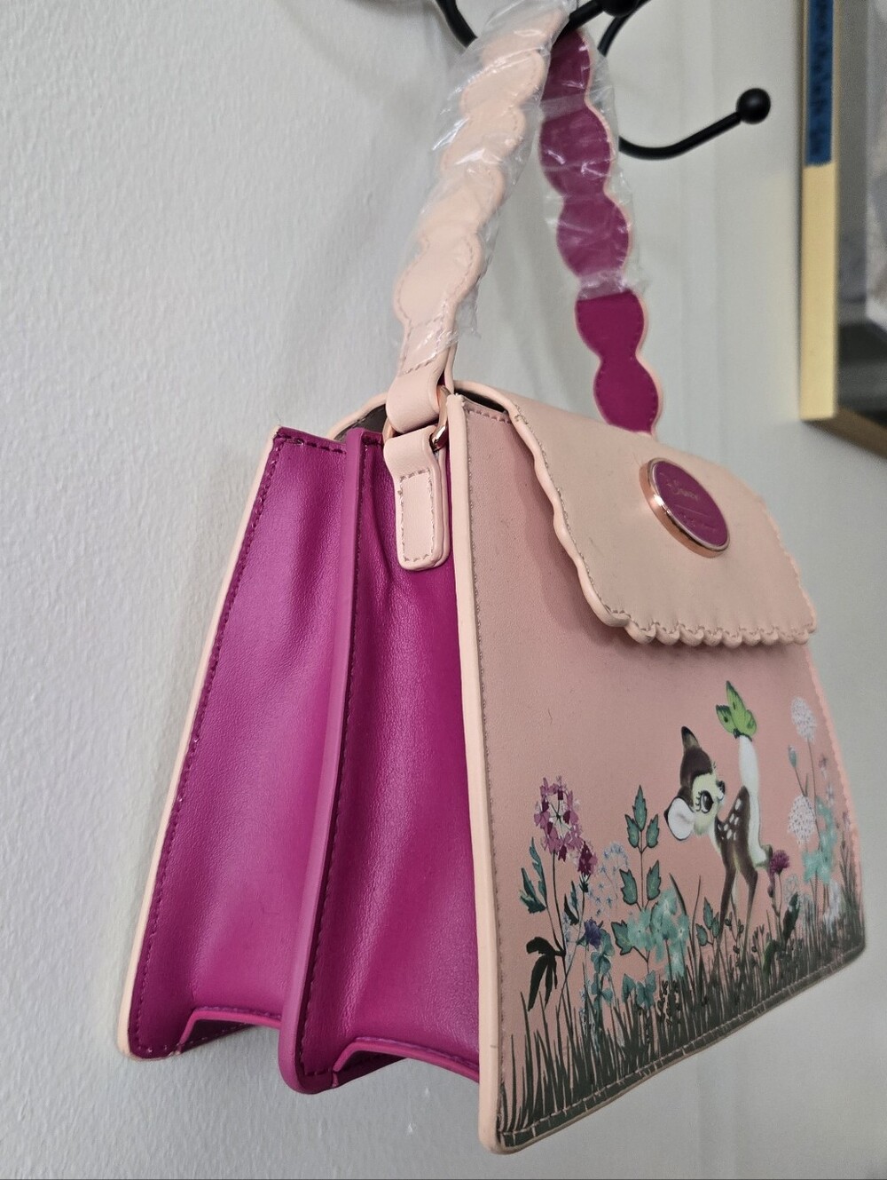 Disney Pink Bambi Floral Satchel with Scalloped Flap - Picture 3 of 7